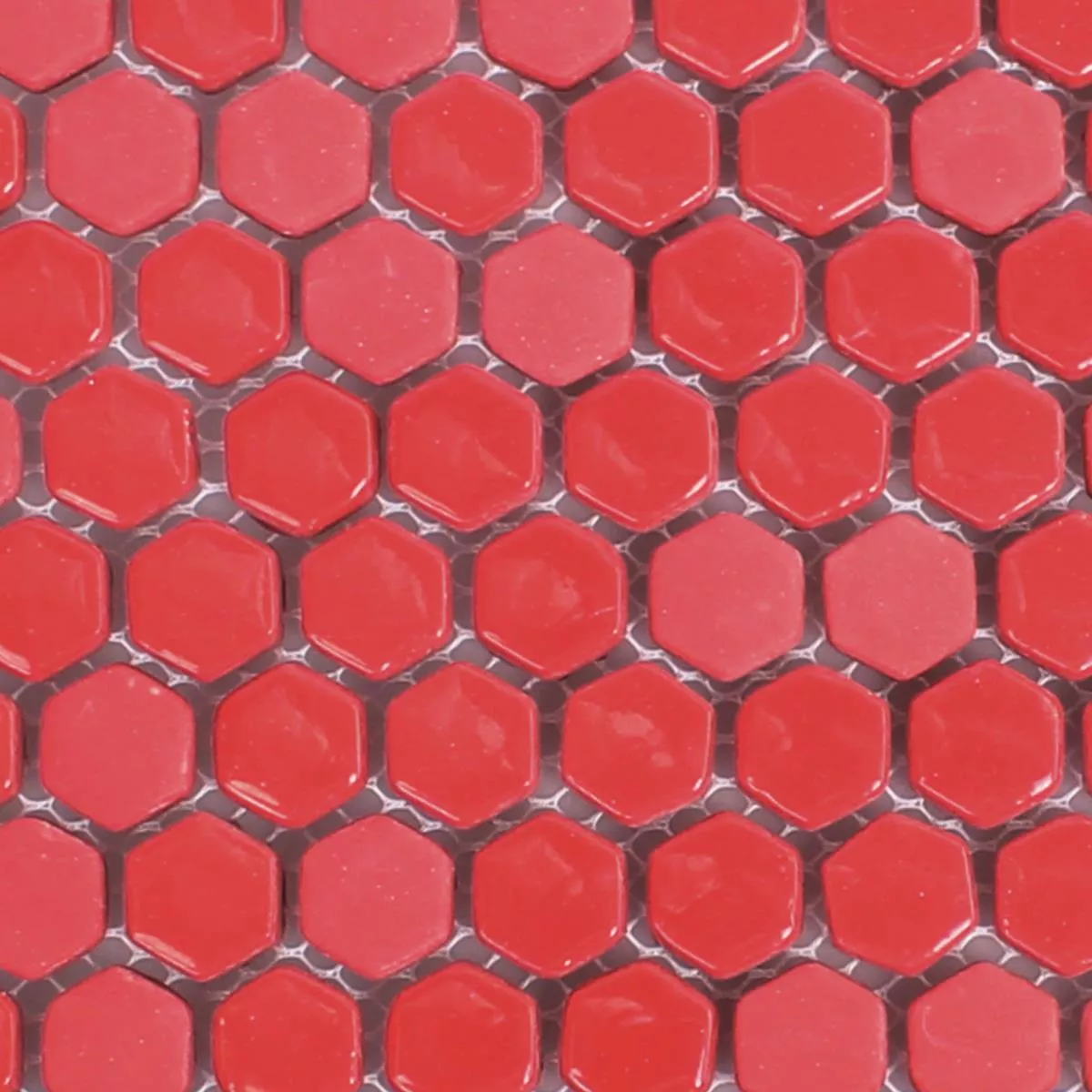 Sample Glasmozaïek Tegels Brockway Hexagon Eco Rood