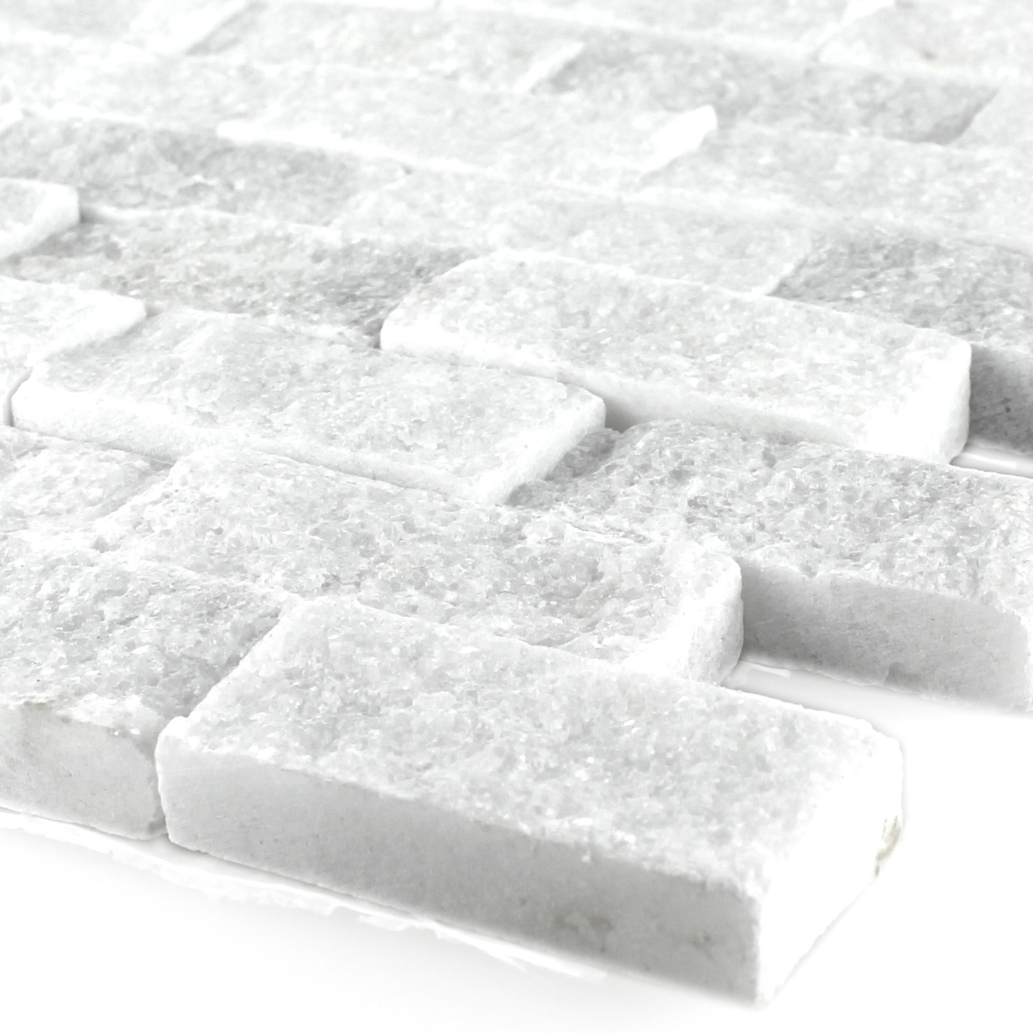 Mozaïektegel Natuursteen Marmer Treviso Brick Wit 3D