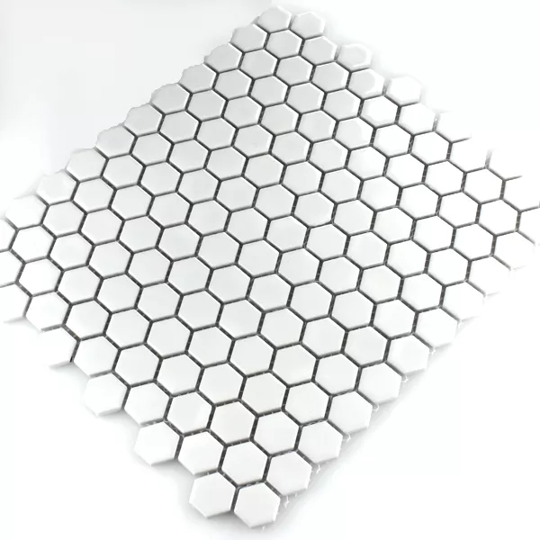 Sample Mozaïektegel Keramiek Hexagon Wit Glanzend H23
