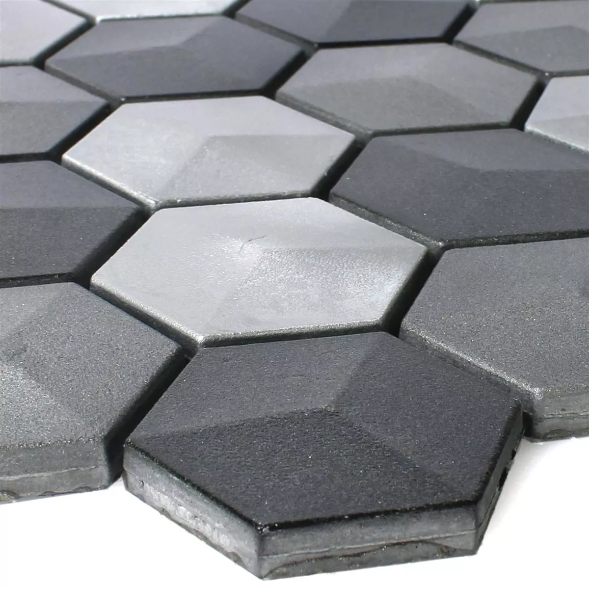 Sample Mozaïektegel Hexagon Kandilo Zwart Zilver