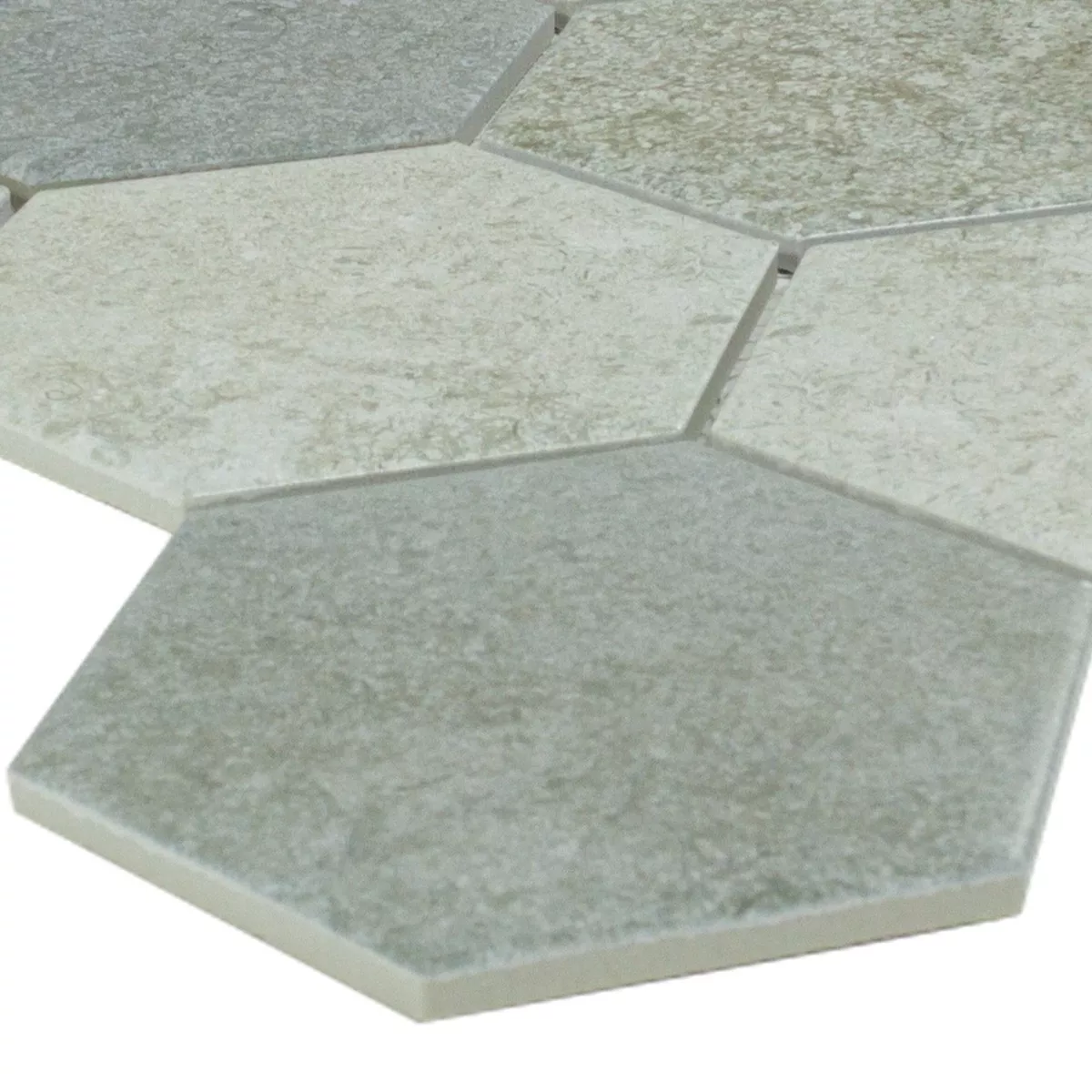 Sample Natuursteen Mozaïektegel Hanoi Hexagon Grijs