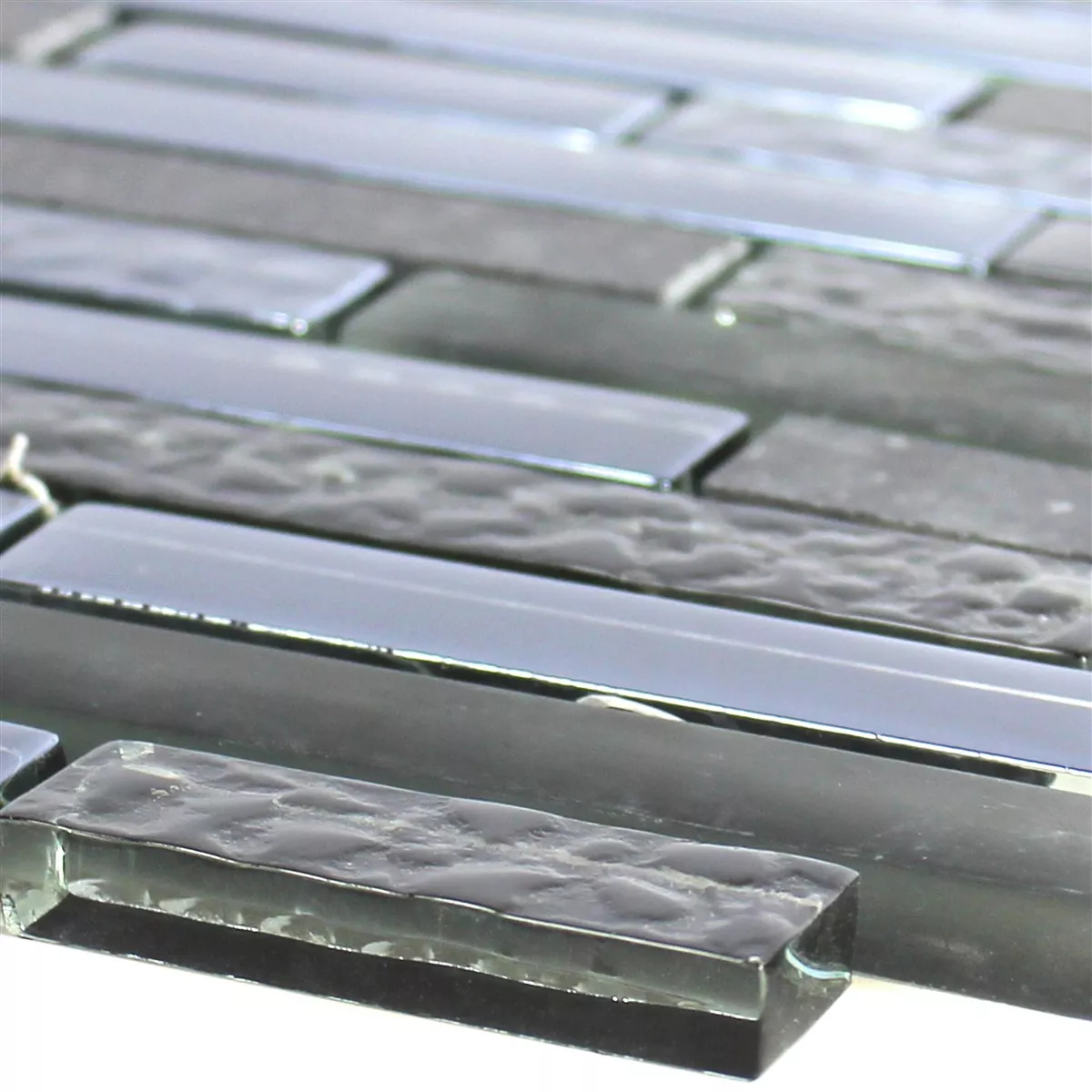 Glas Steen Roestvrij Staal Mozaïek Wilmont Zwart Zilver