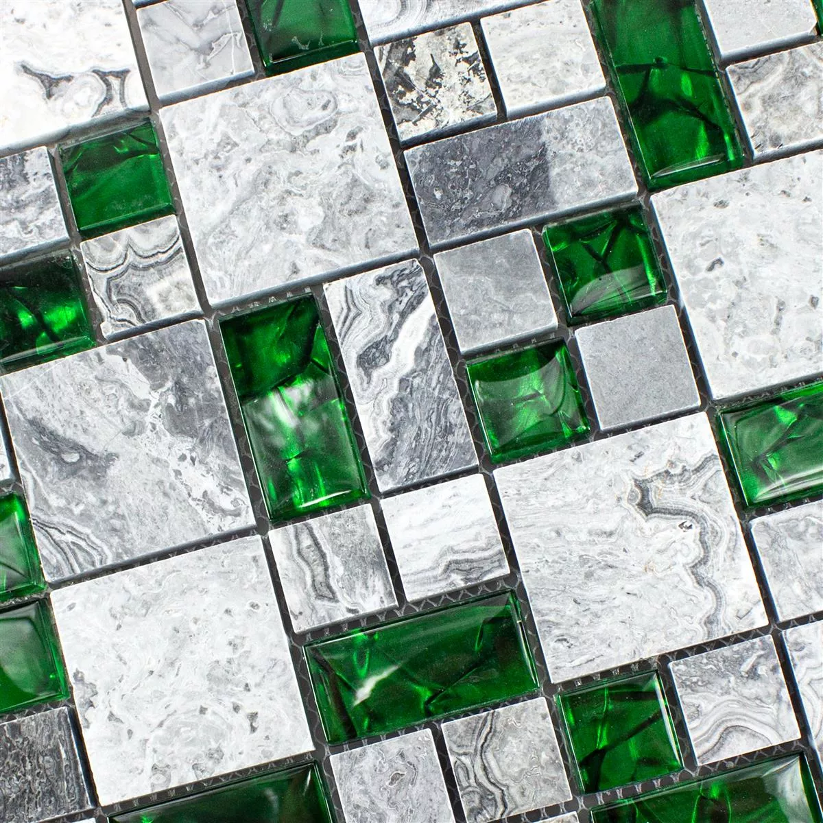 Glas Natuursteen Mozaïek Tegels Sinop Grijs Groen 2 Mix