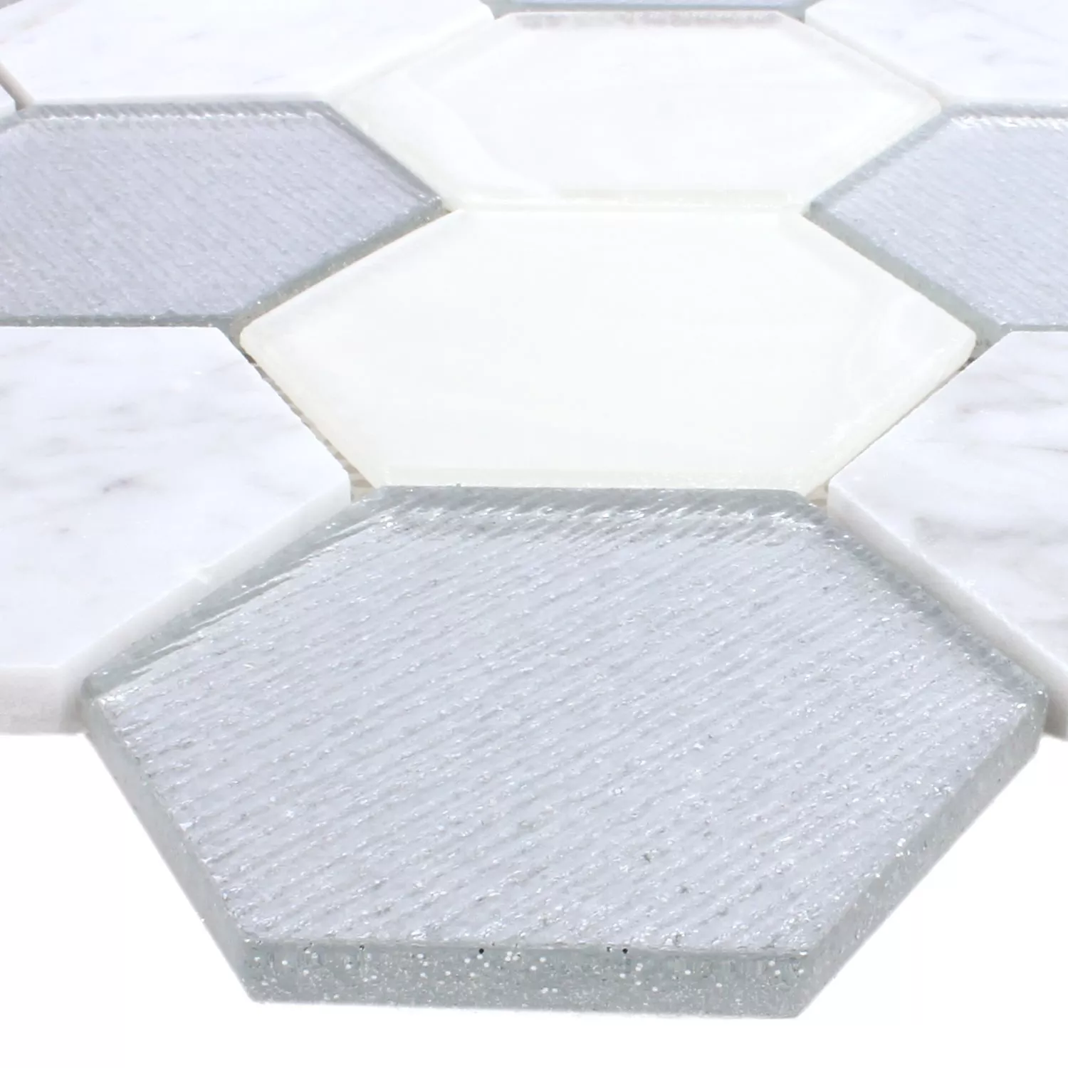 Sample Mozaïektegel Hexagon Lipari Zilver Grijs
