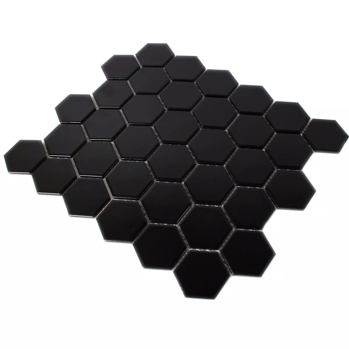 Sample Mozaïektegel Keramiek Hexagon Zwart Mat