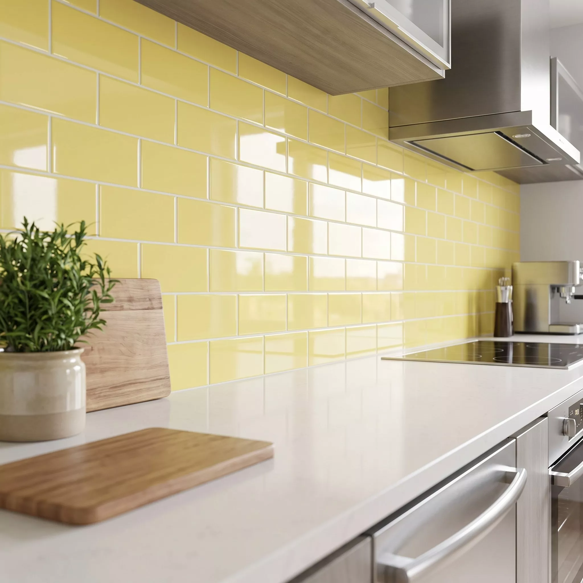 Metro tegel Geel Glanzend 7,5x15 cm Zonder Facet Vivid Amarillo