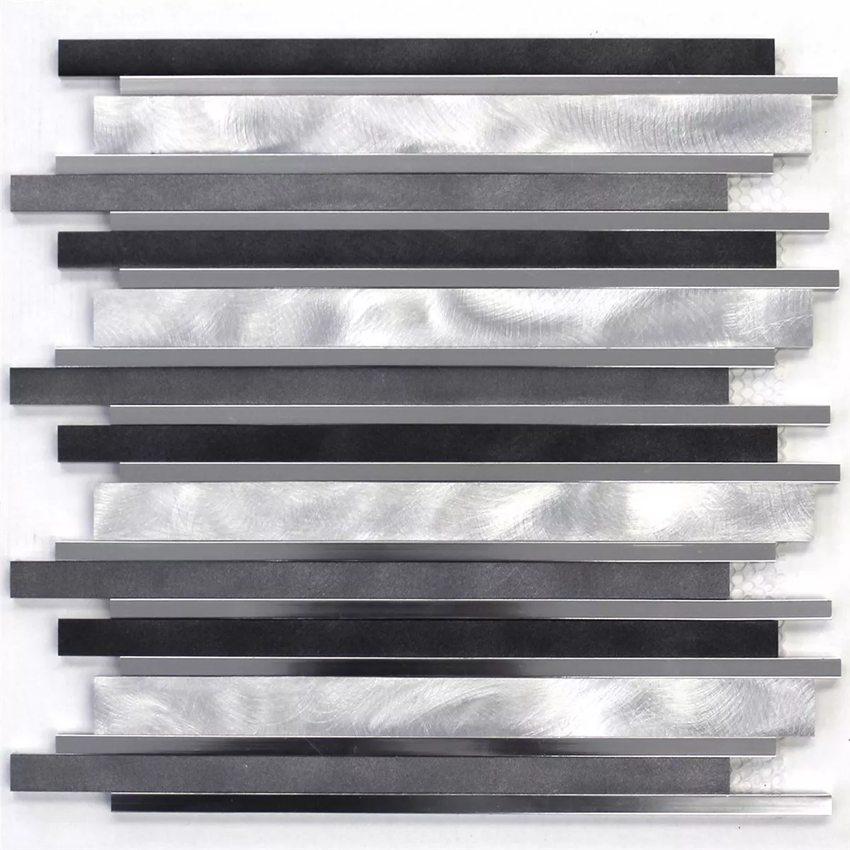 Sample Mozaïektegel Aluminium Lang Zwart Mix