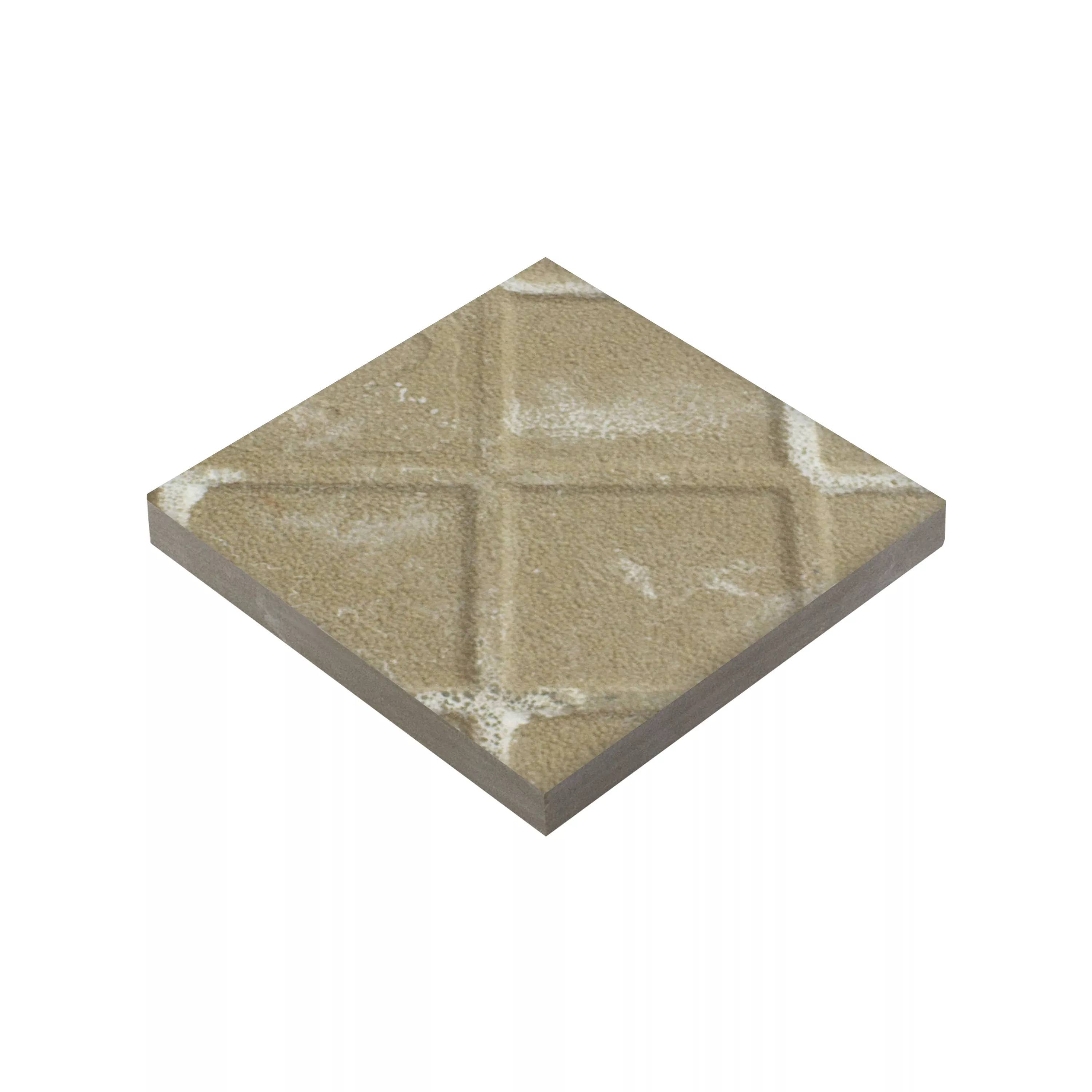 Porselein steengoed Tegels Genexia Decor Oker Rosone 4,6x4,6cm