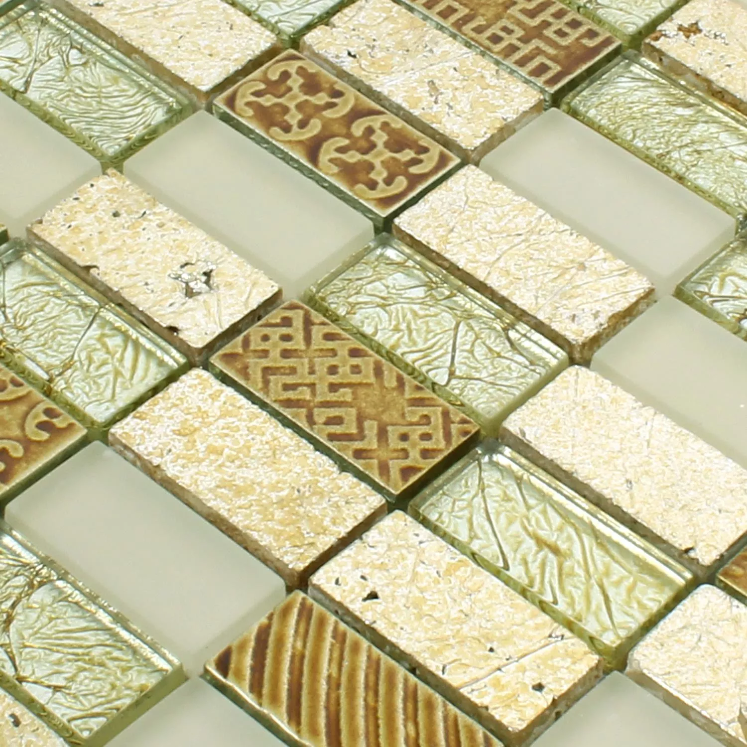 Sample Mozaïektegel Glas Natuursteen Piroshka Guld