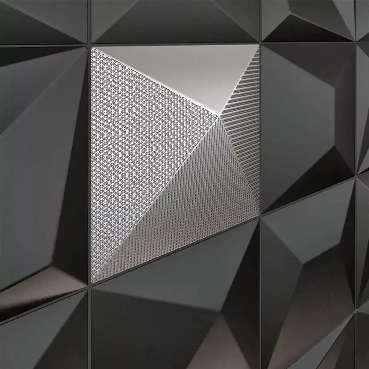 Wandtegels Skyline 3D Techno Exclusief Gestructureerde Zilver