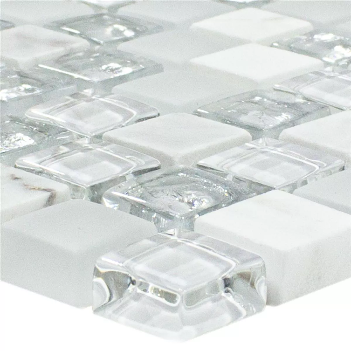 Sample Glasmozaïek Tegels Lexington Glas Material Mix Wit