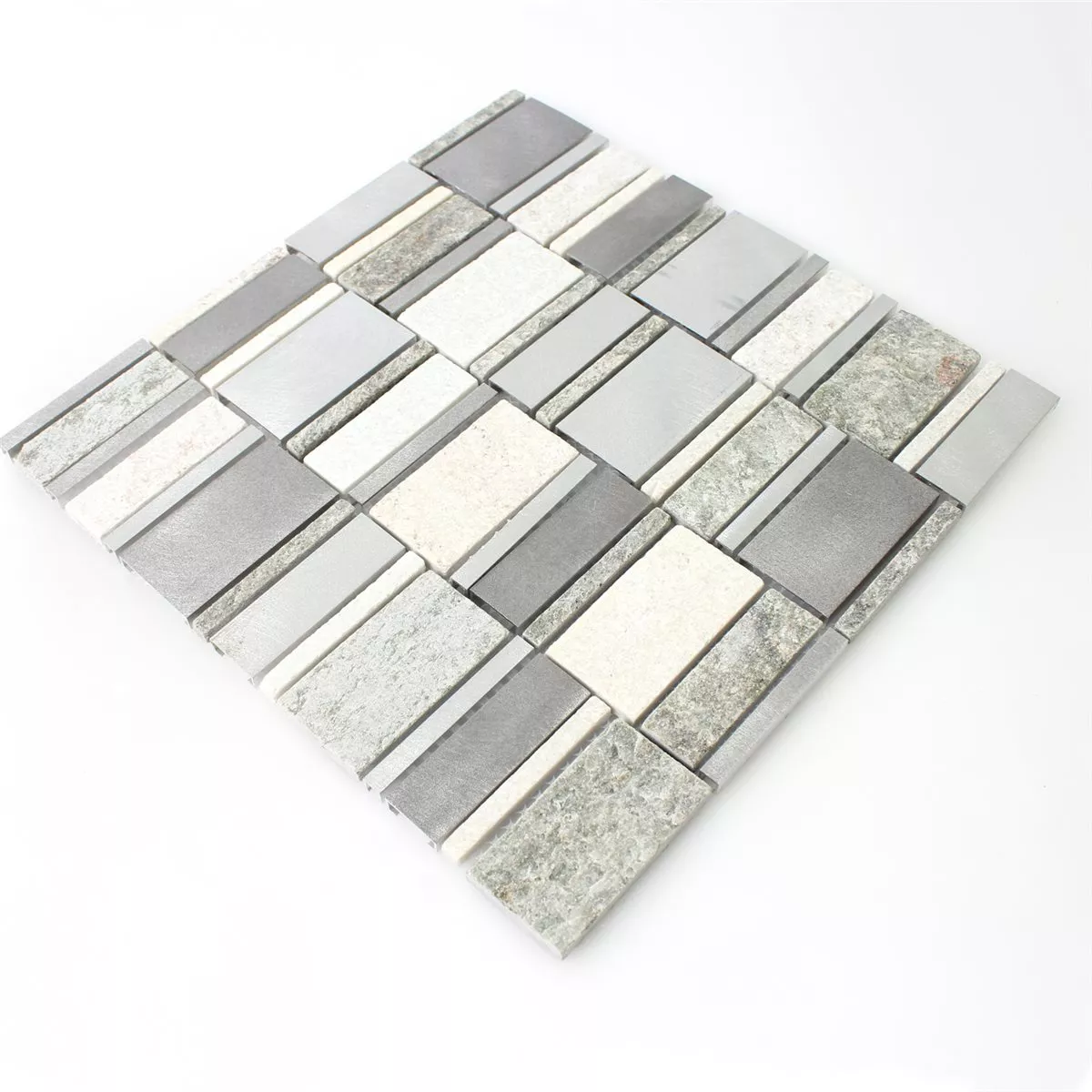 Sample Mozaïektegel Kwartsiet Aluminium Zilver Mix