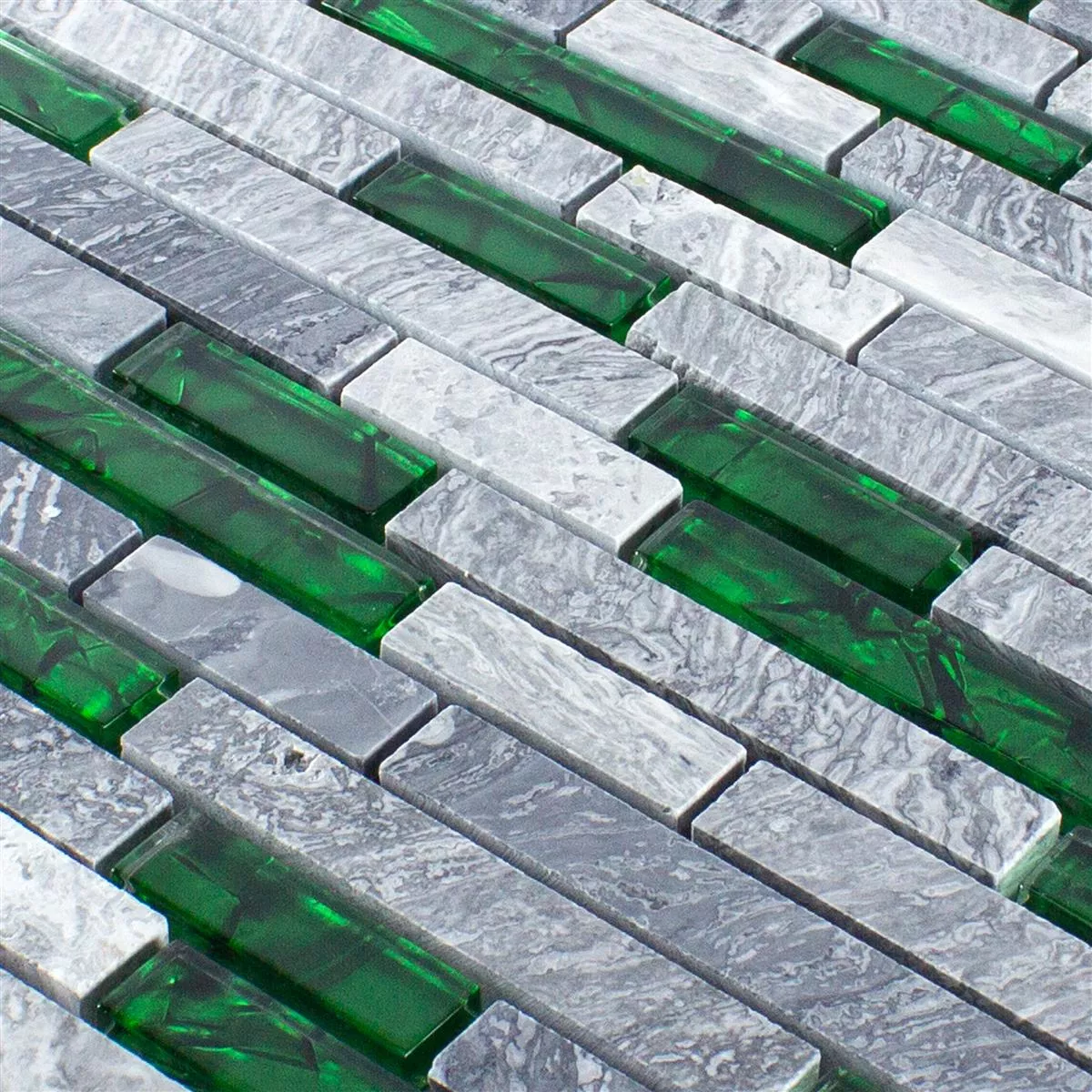 Sample Glas Natuursteen Mozaïek Tegels Sinop Grijs Groen Brick