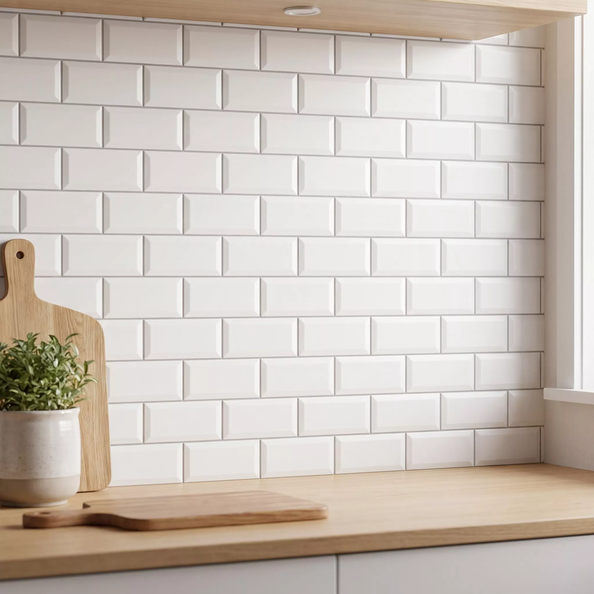 Metro tegel Wit Mat 7,5x15 cm Met Facet Pitcox Blanco