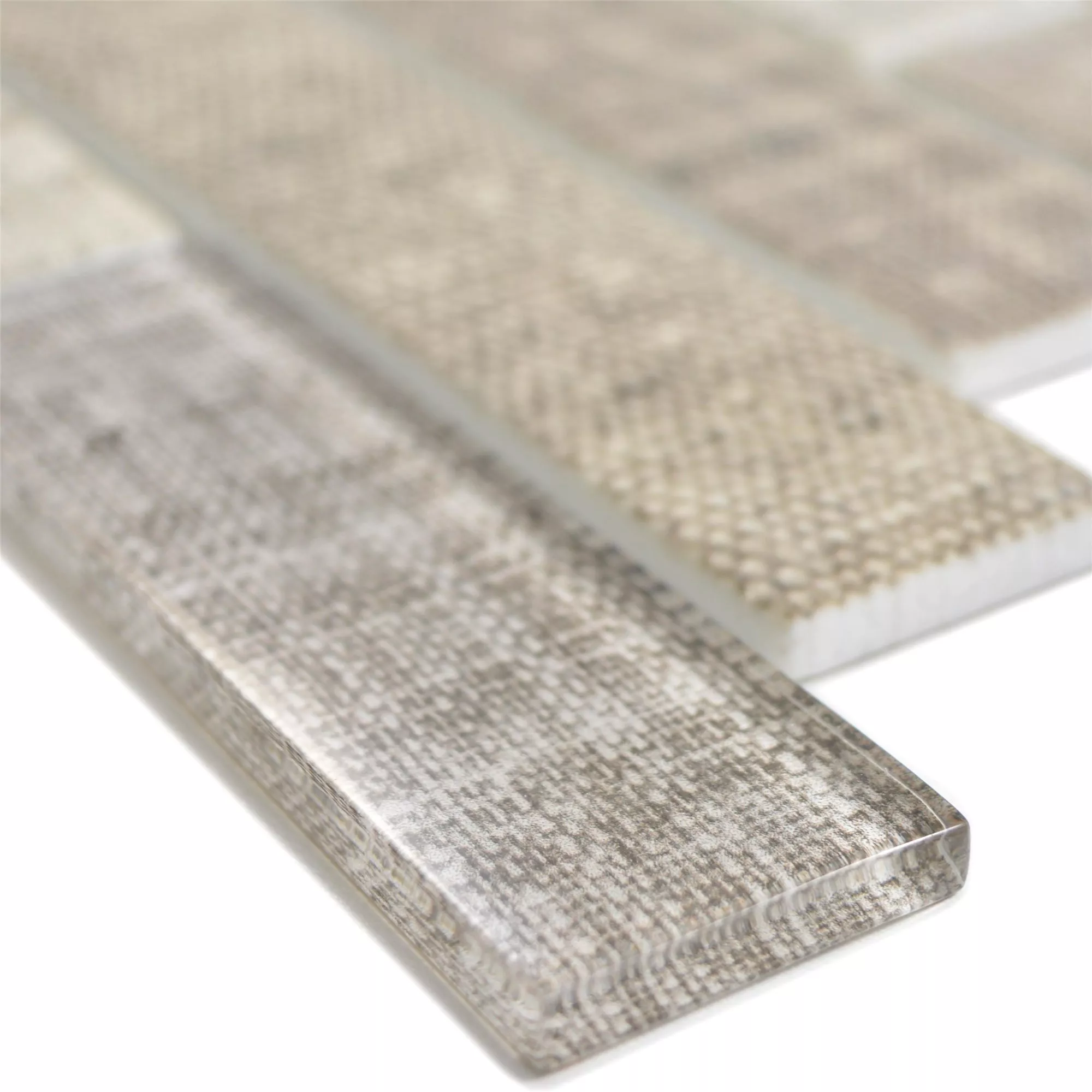 Sample Glasmozaïek Tegels Lyonel Textiel Optiek Brick Beige
