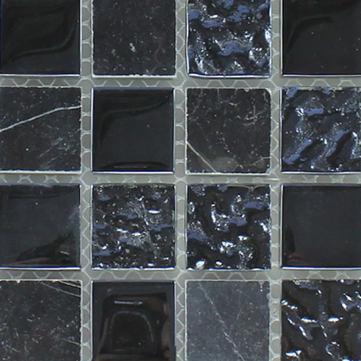 Sample Mozaïektegel Glas Marmer Zwart Fluitspelend 