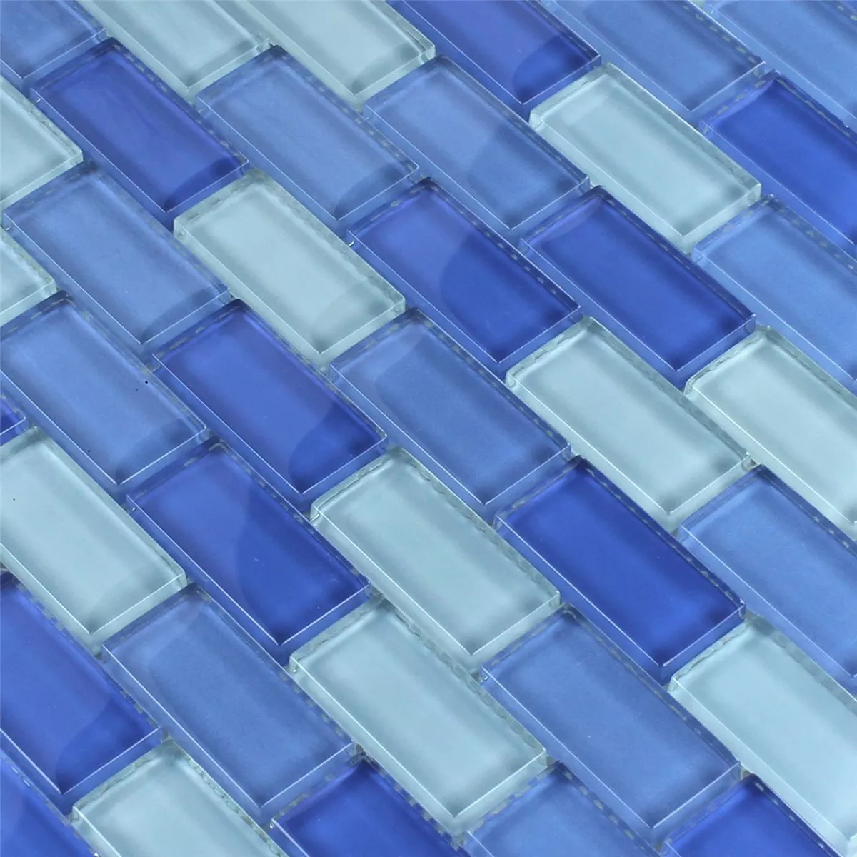 Mozaïektegel Glas Brick Lichtblauw Mix 25x50x8mm