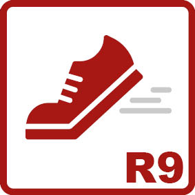 Antislip R9 
Hellingshoek 6-10°Lage wrijvingswaarde, geschikt voor trappen, eetruimtes, entreegebieden, ziekenhuisafdelingen of medische praktijken.