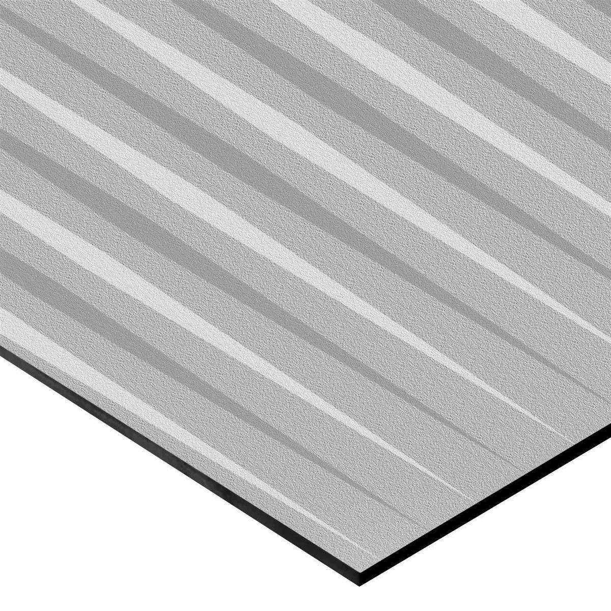 Wandtegels Vulcano Stripes Decor Gerectificeerd Grijs 60x120cm