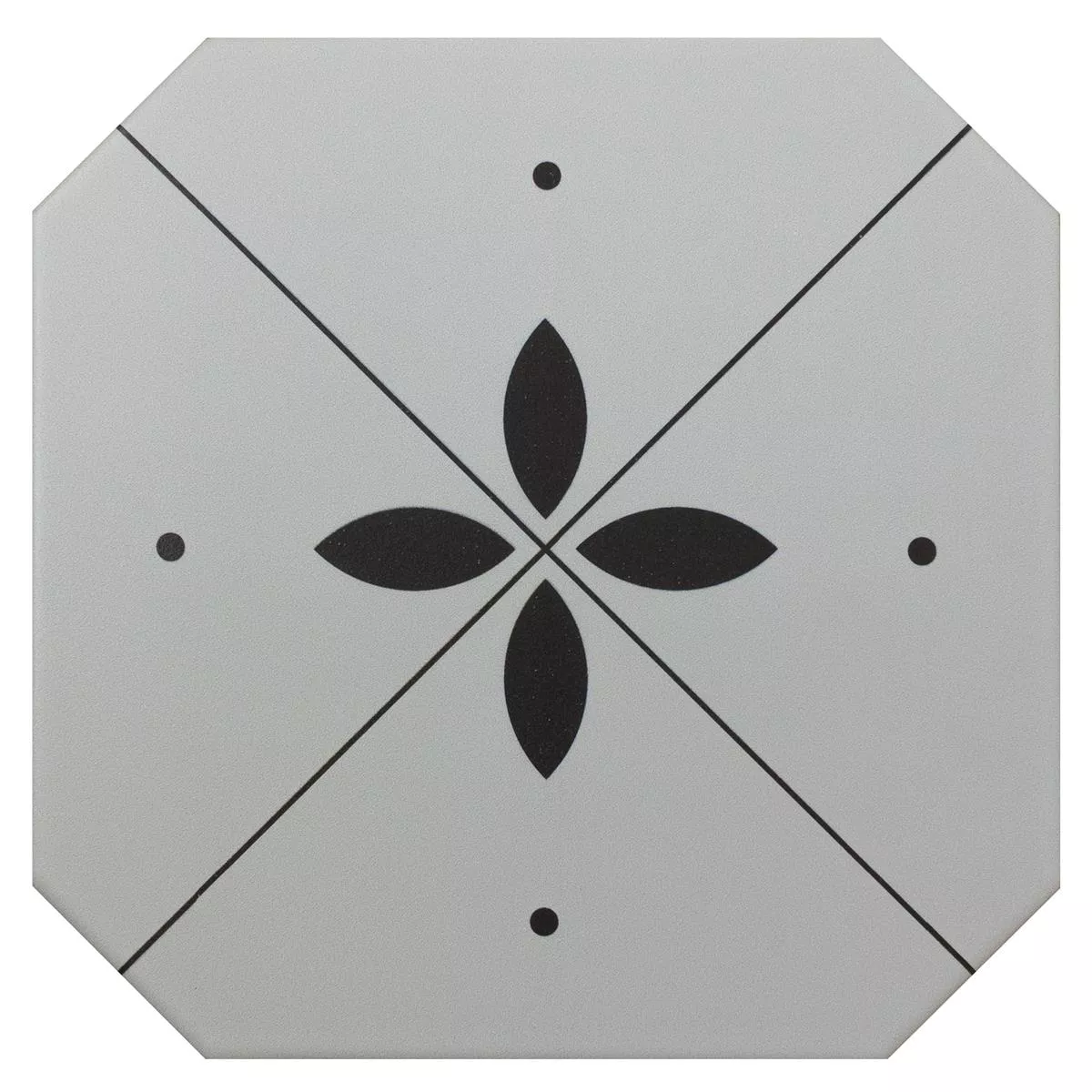 Porselein steengoed Tegels Genexia Zwart Wit Decor 4 Octagon 20x20cm Porselein steengoed Tegels Genexia Zwart Wit Decor 4 Octagon 20x20cm