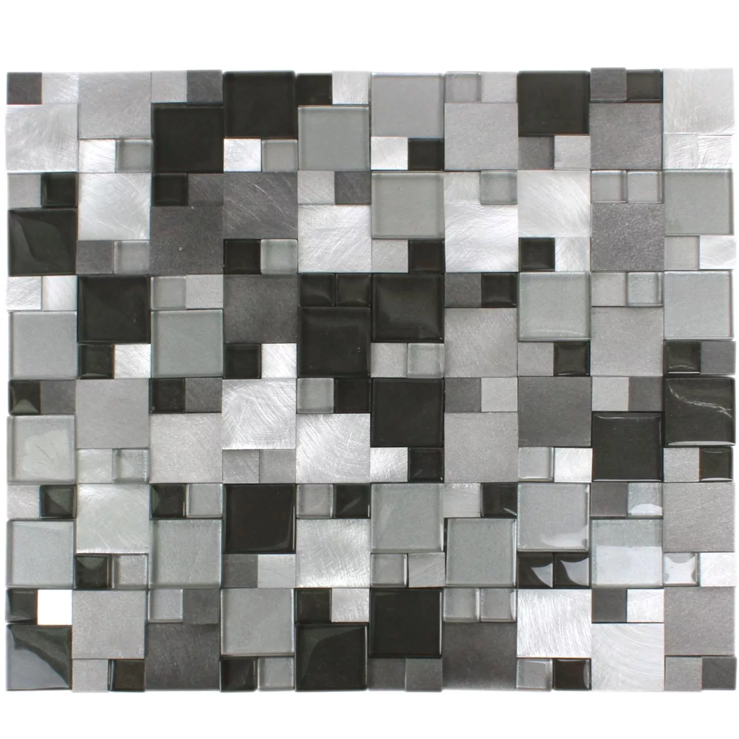 Sample Mozaïektegel Glas Aluminium Condor 3D Zwart Mix