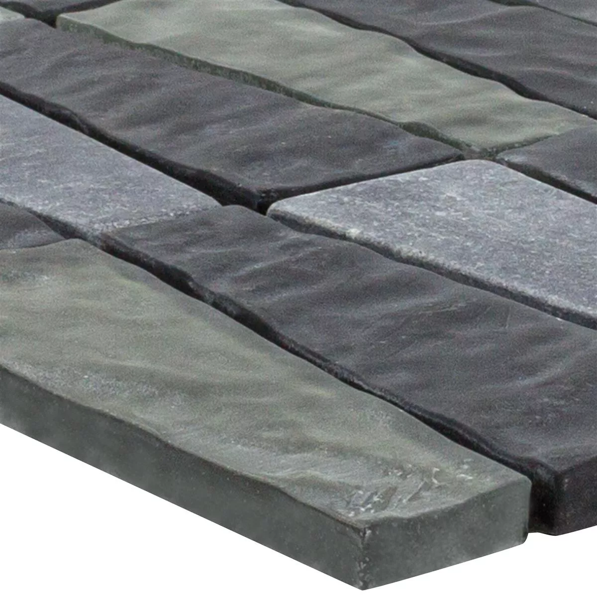 Glas Natuursteen Mozaïek Tegels Marseille Grijs Zwart Mix  Glas Natuursteen Mozaïek Tegels Marseille Grijs Zwart Mix