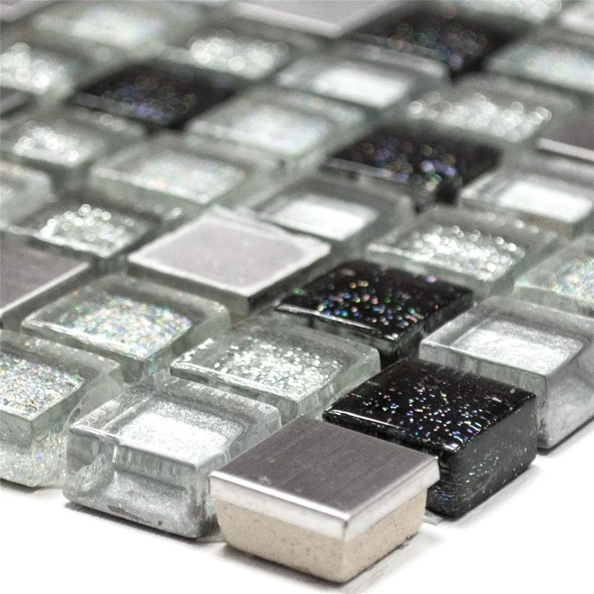 Glas Roestvrij Staal Metaal Mozaïektegels Zilver Zwart