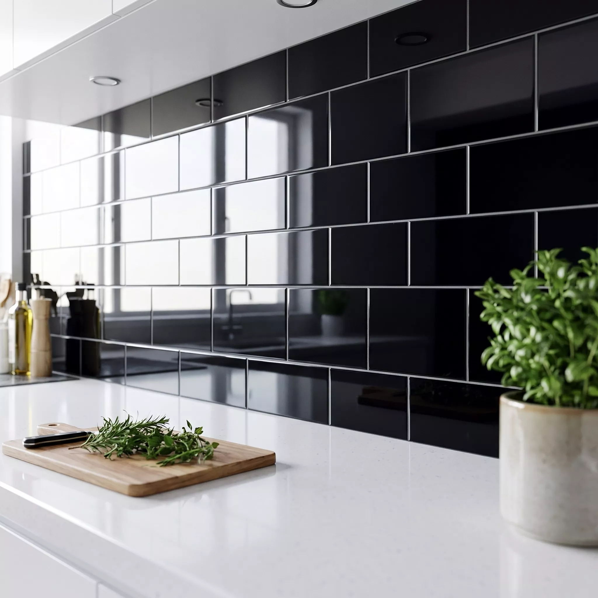 Metro tegel Zwart Glanzend 10x20 cm Zonder Facet Avebury Negro