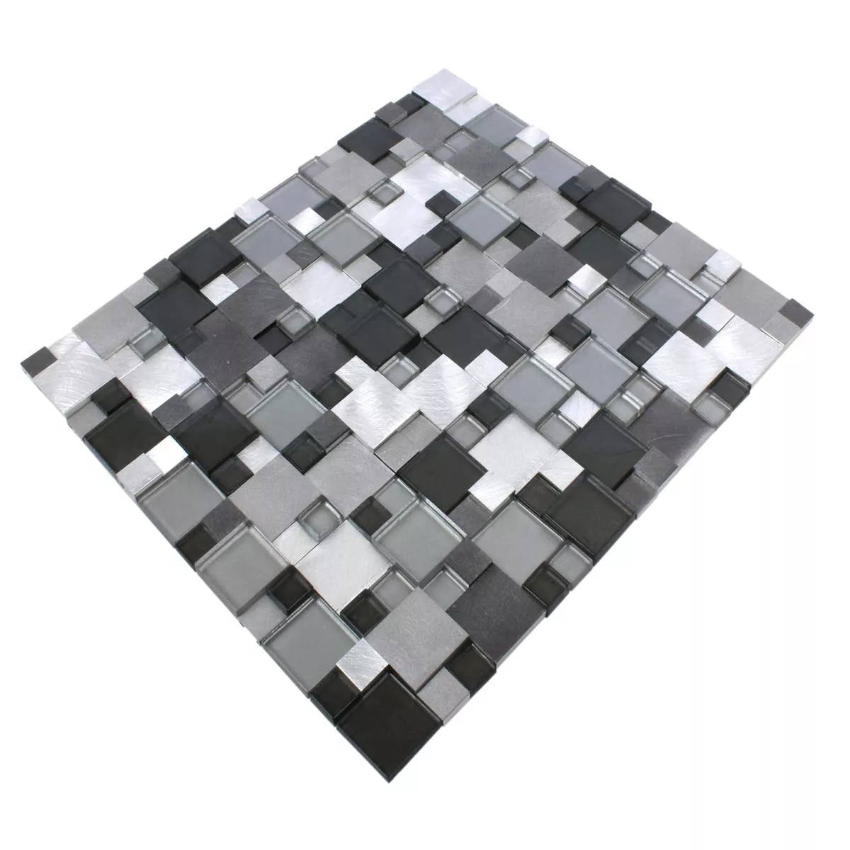 Sample Mozaïektegel Glas Aluminium Condor 3D Zwart Mix