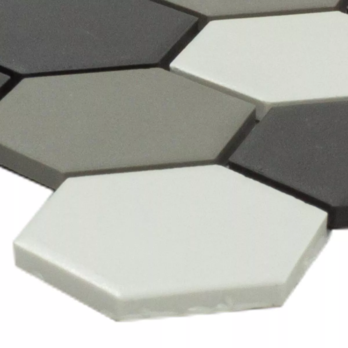 Keramiek Mozaïektegel Hexagon Bern Zwart Wit