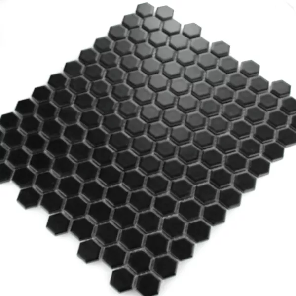 Mozaïektegel Keramiek Hexagon Zwart Mat H23