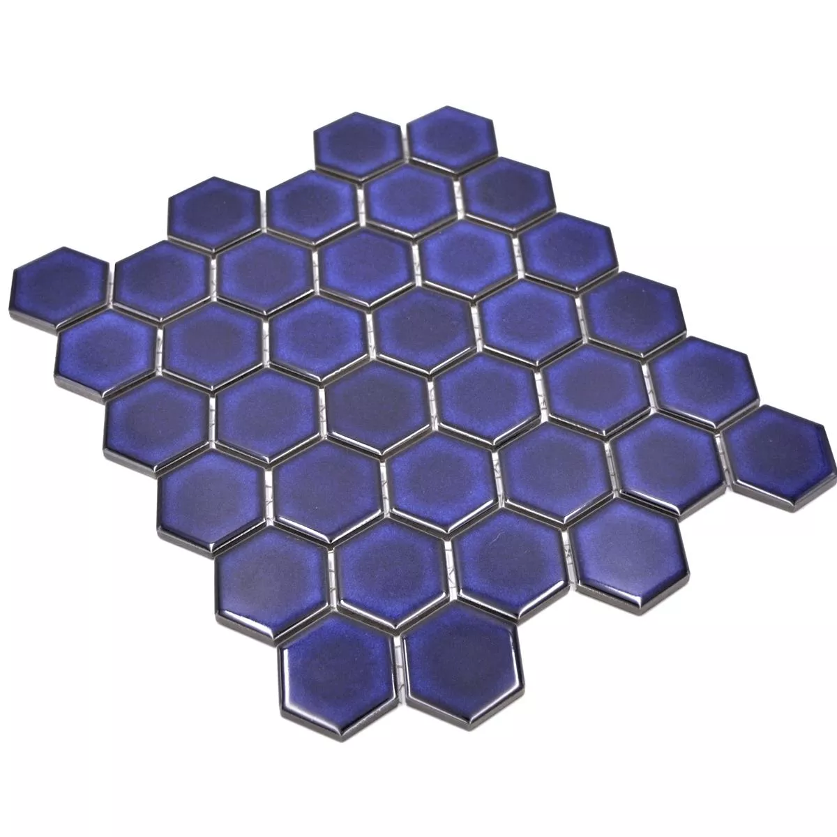 Sample van Keramiek Mozaïek Salomon Hexagon Kobalt Blauw H51