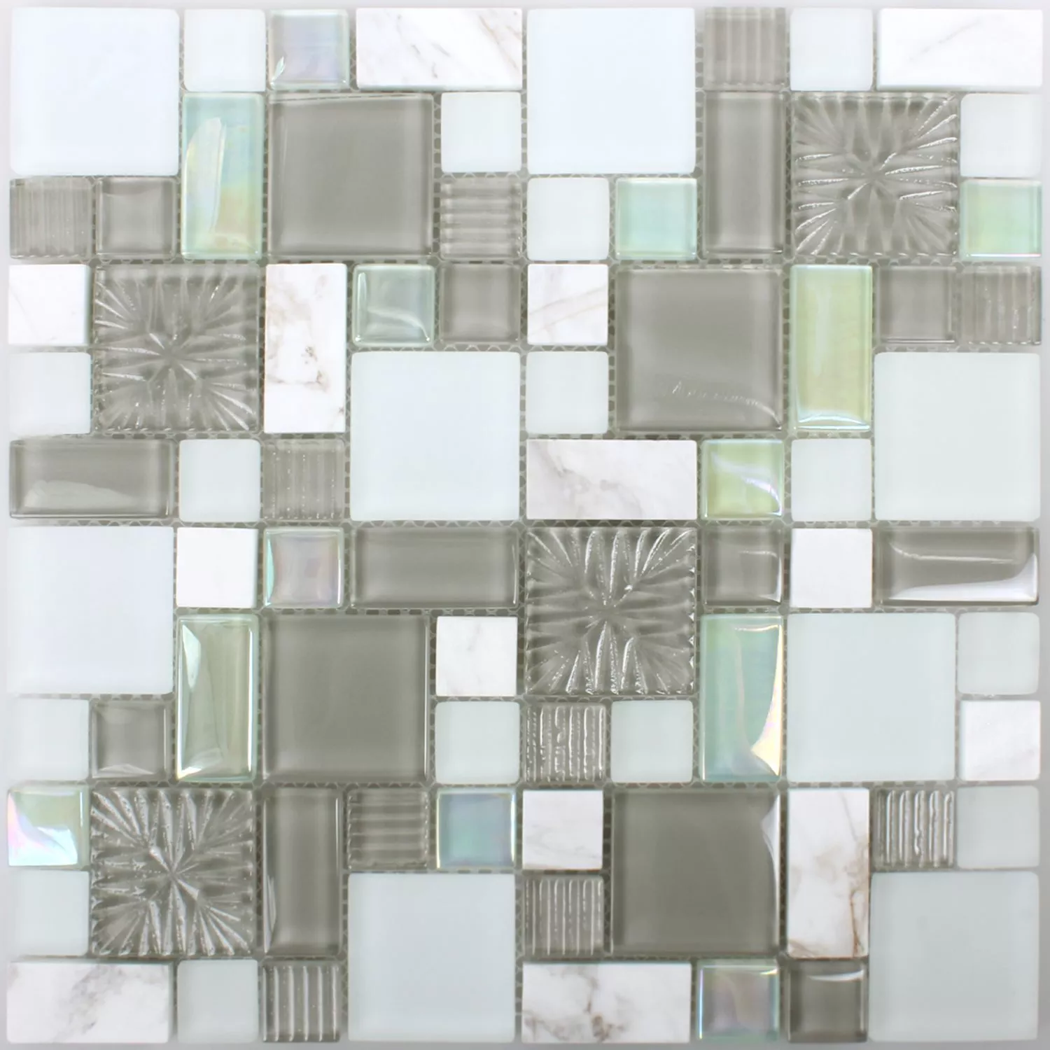 Sample Mozaïektegel Norderney Glas Natuursteen Mix