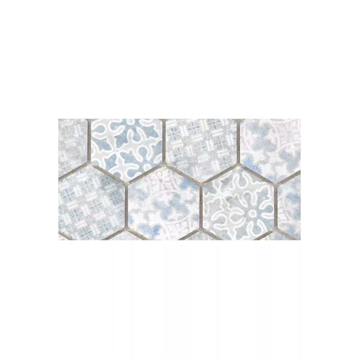Sample Keramiek Mozaïek Retro Tegels Lawinia Hexagon Blauw
