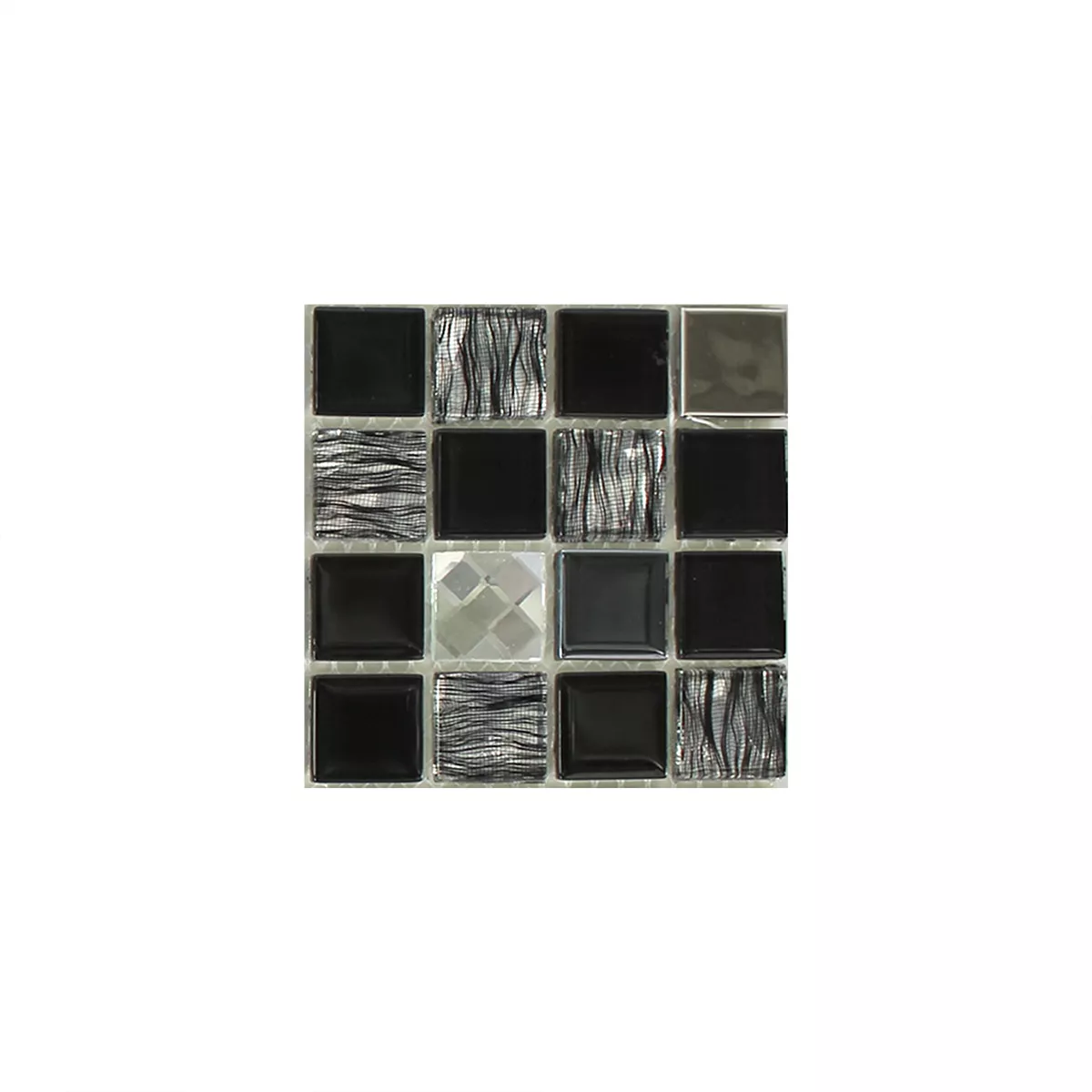 Sample Glas Roestvrij Staal Mozaïektegel Zelfklevende Zwart Zilver