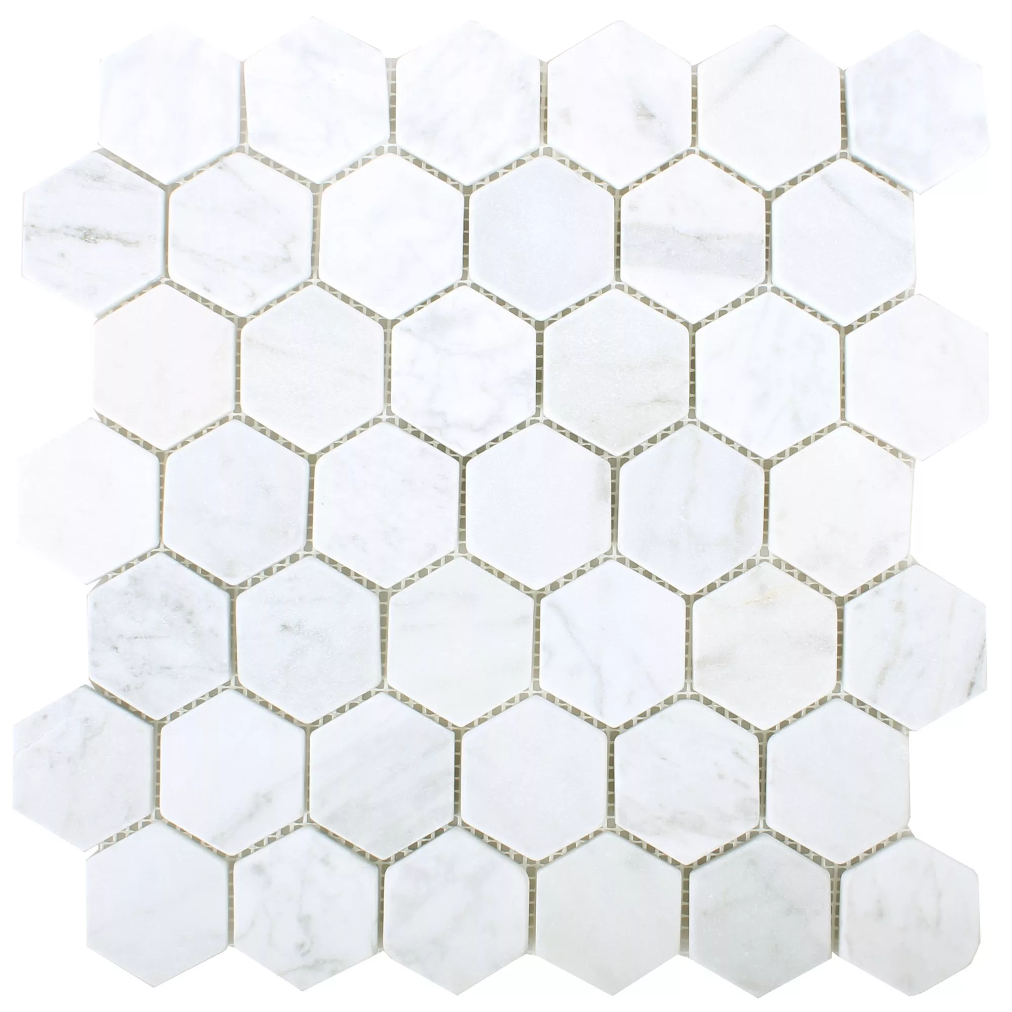 Mozaïektegel Marmer Wutach Hexagon Wit Carrara