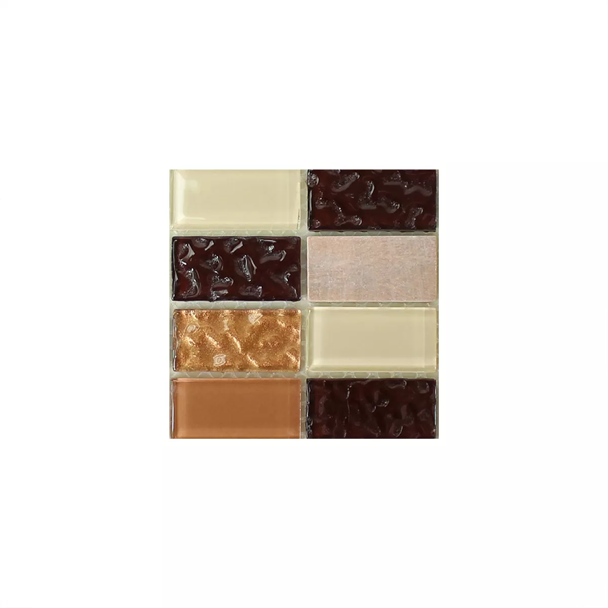 Sample Zelfklevende Mozaïektegel Natuursteen Glas Beige Bruin Brick