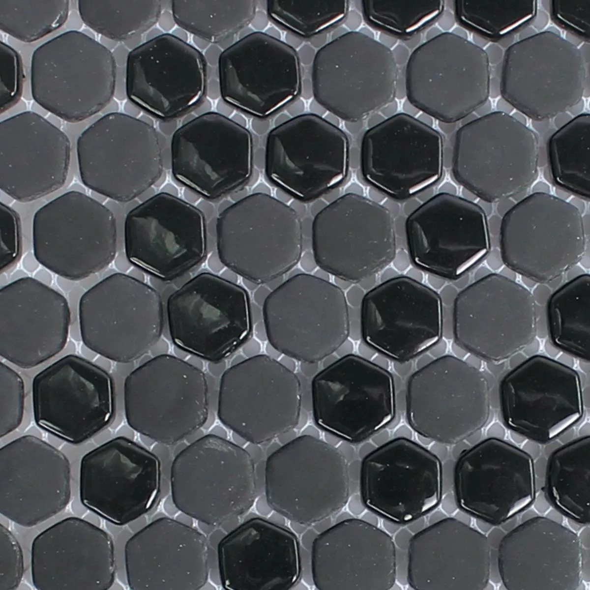 Sample Glasmozaïek Tegels Brockway Hexagon Eco Zwart