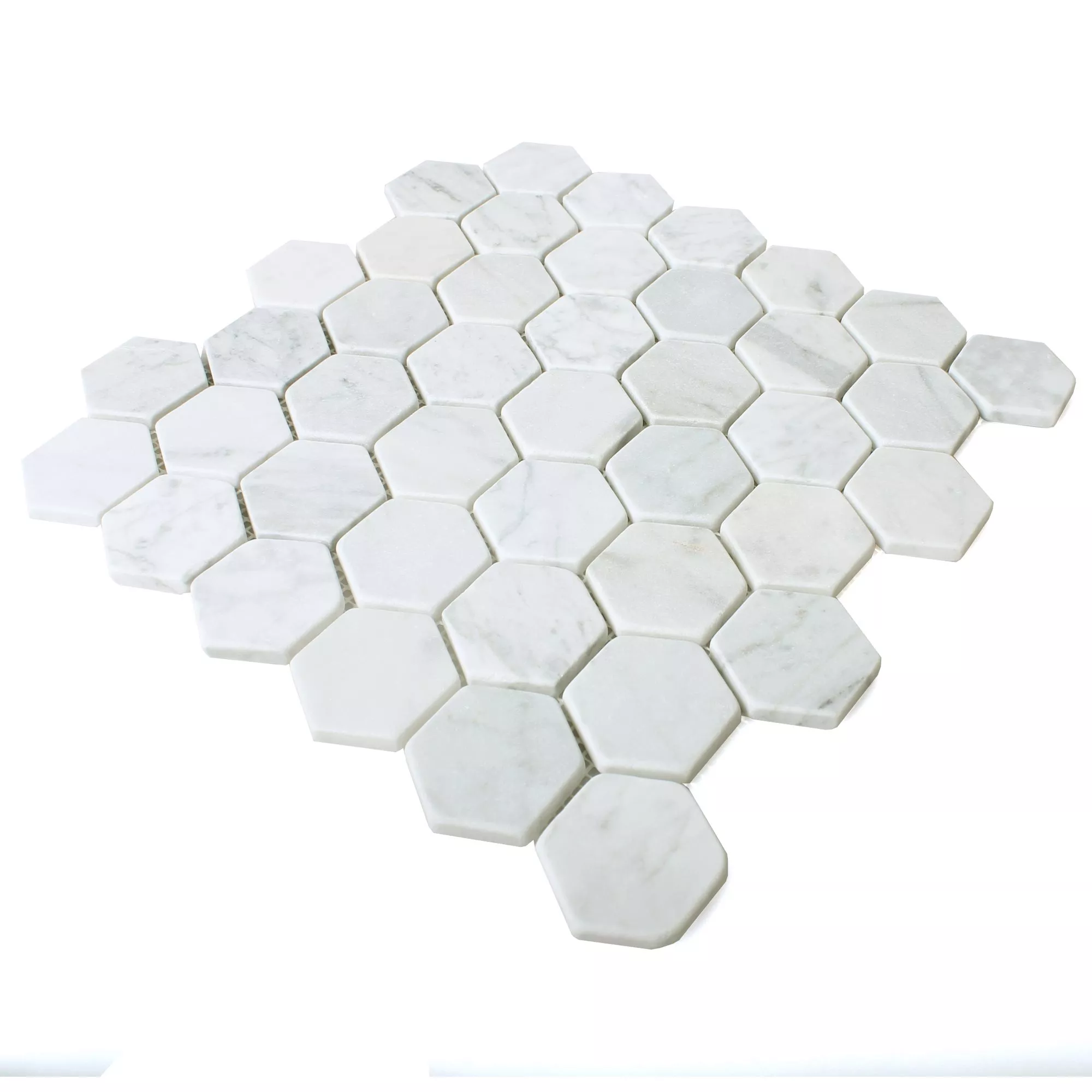 Mozaïektegel Marmer Wutach Hexagon Wit Carrara