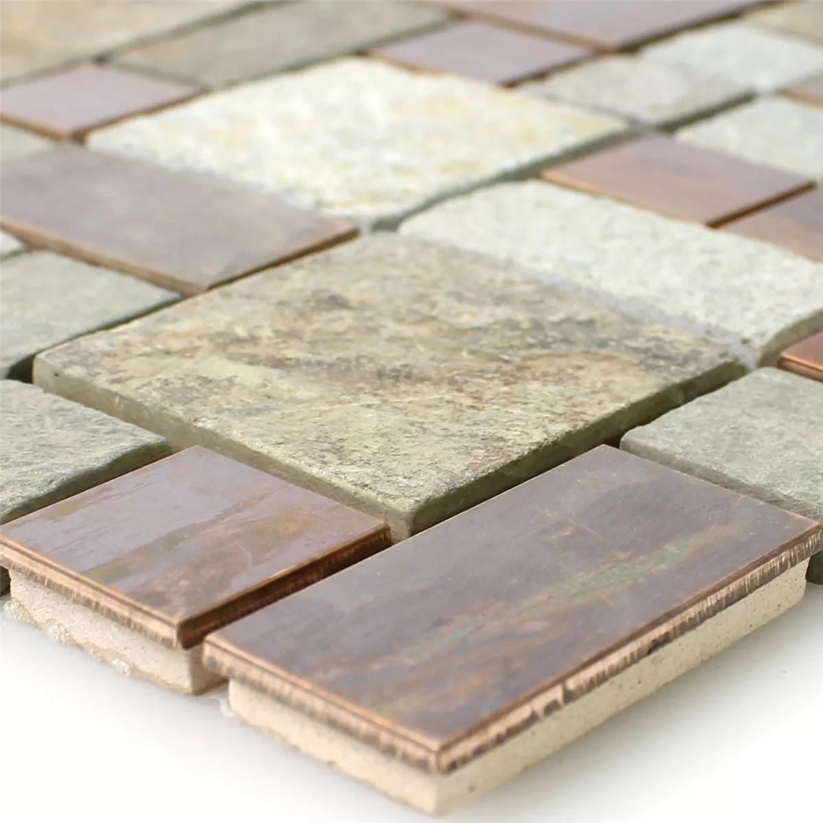 Natuursteen Kwartsiet Aluminium Metaal Mozaïektegel Istanbul Koperen Bruin Natuursteen Kwartsiet Aluminium Metaal Mozaïektegel Istanbul Koperen Bruin