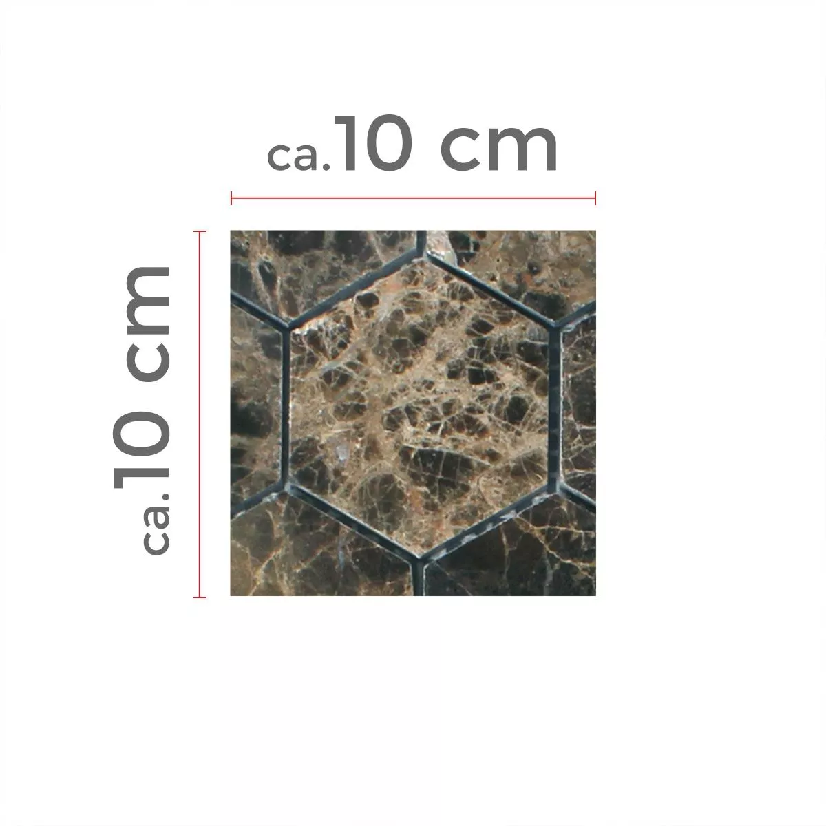 Sample Mozaïektegels Marmer Xalapa Hexagon Emperador Glanzend