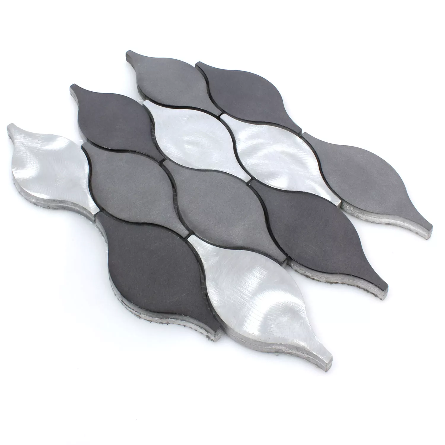Sample Mozaïektegel Aluminium Beverly Zwart Zilver