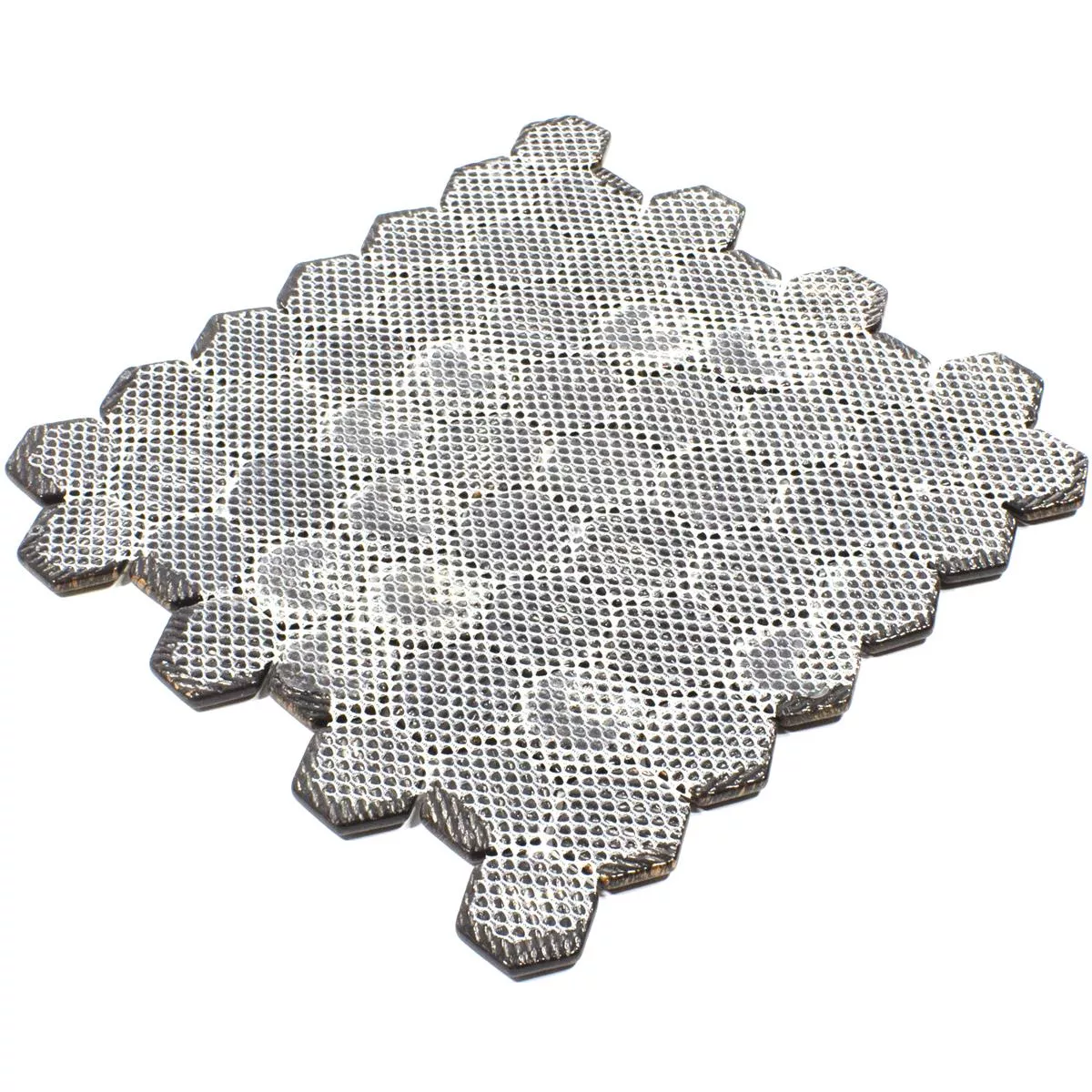 Sample Glasmozaïek Tegels Leopard Hexagon 3D Grijs