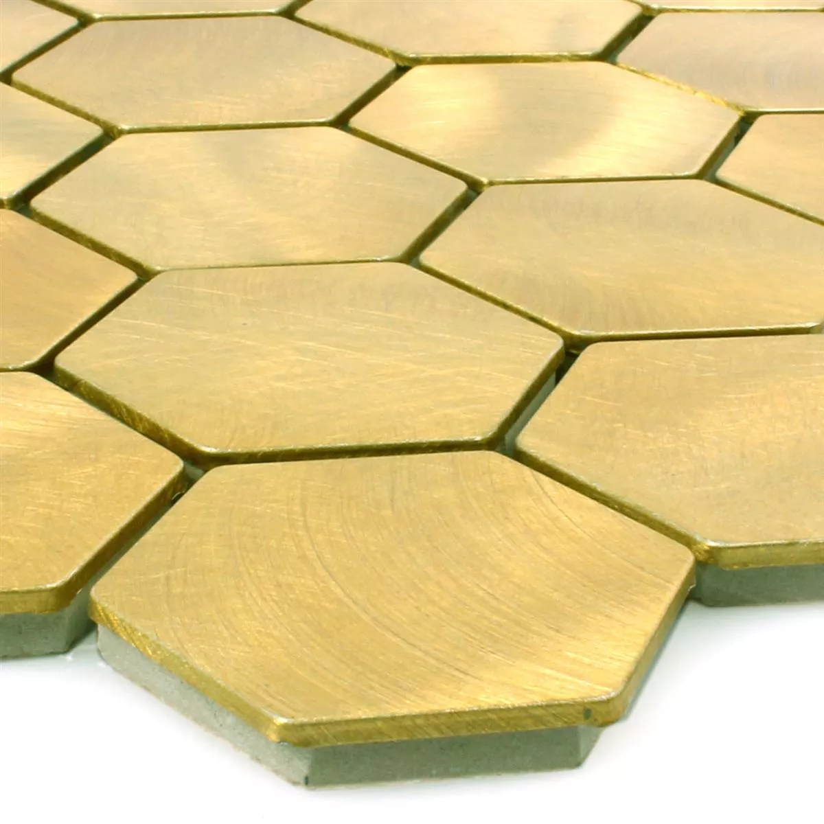 Sample Mozaïektegel Aluminium Manhatten Hexagon Guld