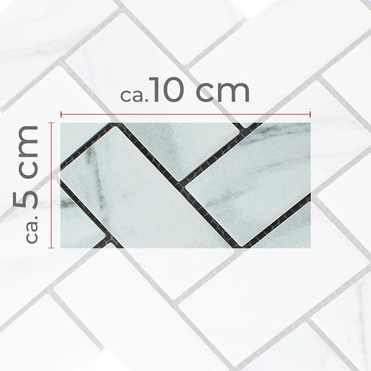 Sample Keramiek Mozaïektegel Fernley Visgraat Carrara Steen Optiek Carrara