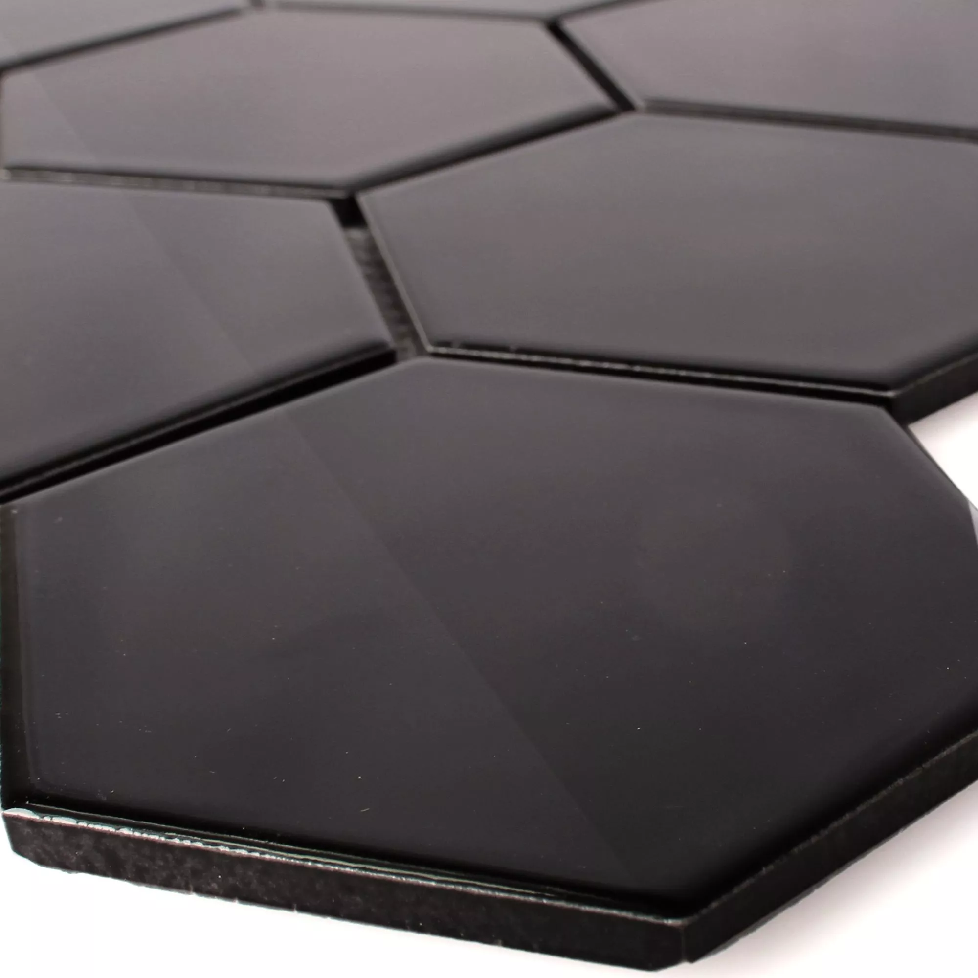 Sample Keramiek Mozaïektegels Hexagon Salamanca Zwart Glanzend H95