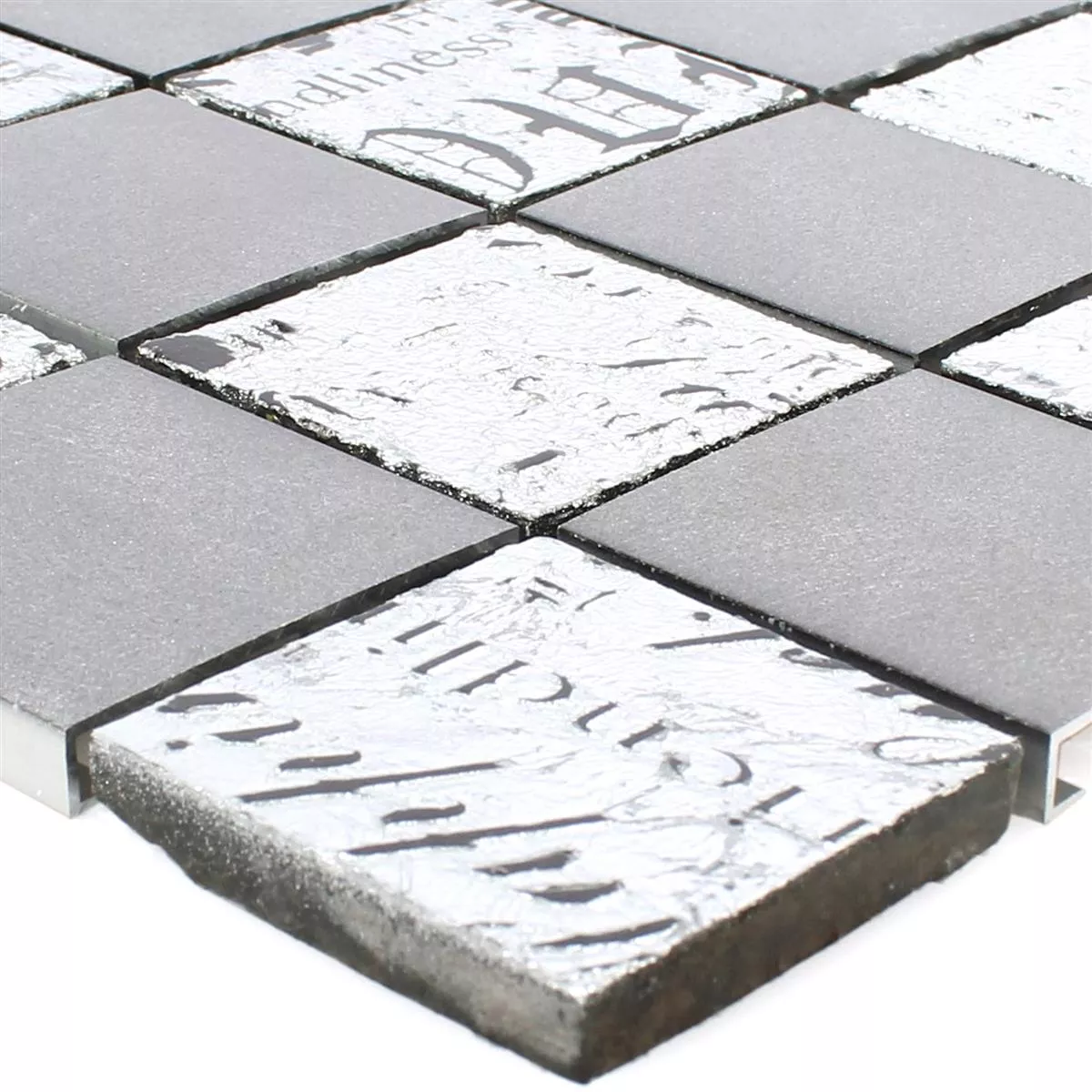 Mozaïektegel Metaal Natuursteen Parole Zwart Zilver