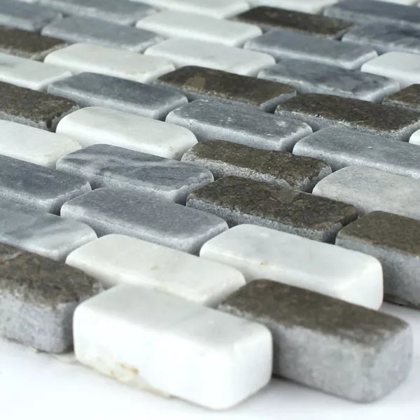 Sample Natuursteen Mozaïek Tegels Brick Azul Bardiglio Carrara