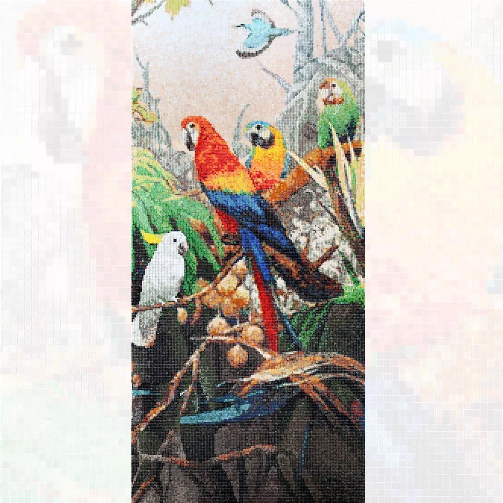 Glasmozaïek Beeld Parrots 150x326cm Glasmozaïek Beeld Parrots 150x326cm