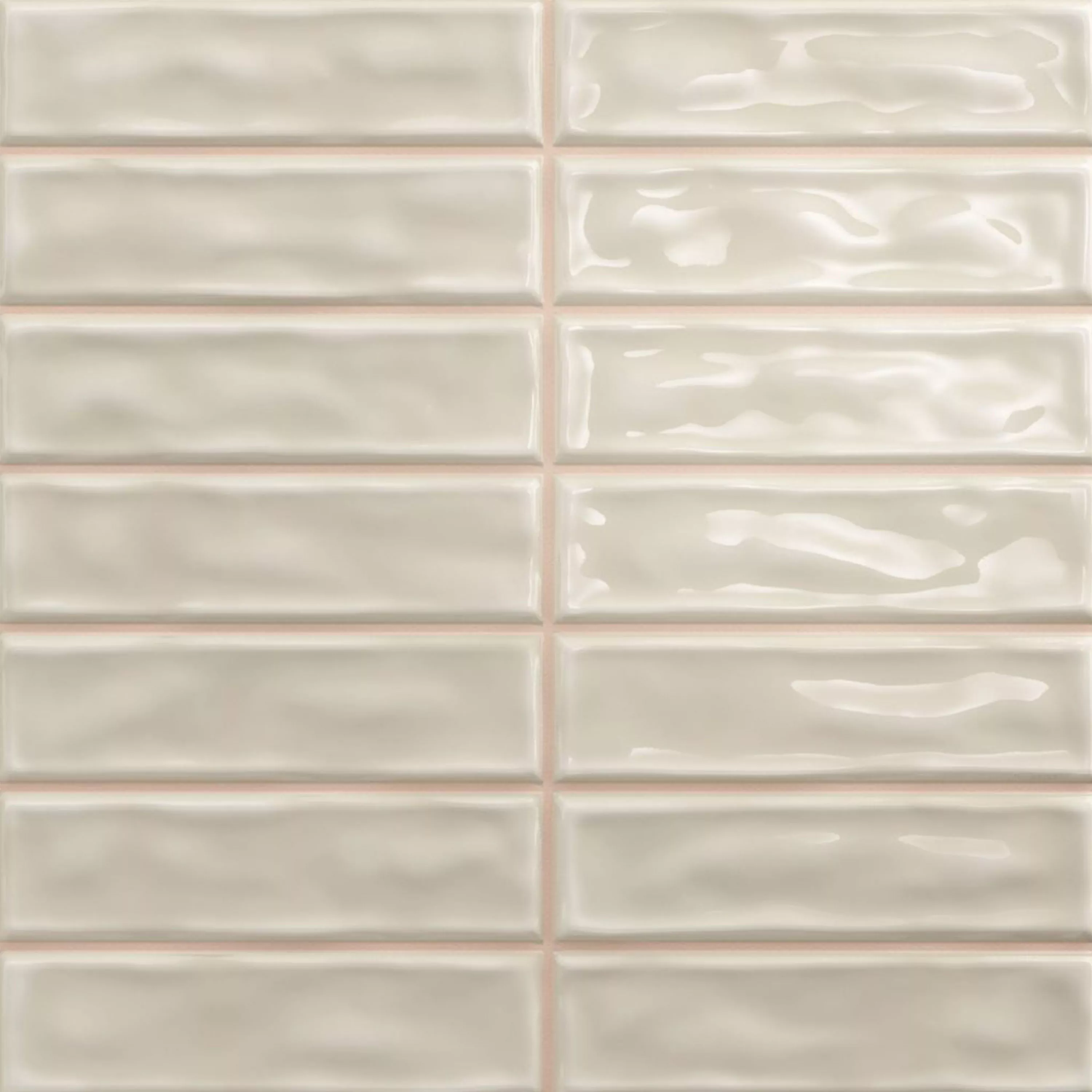 Sample Wandtegels Verbania Brick Glanzend Gegolfd Beige 20x20cm